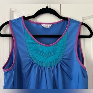 Vanity Fair - Vintage - Blue & Teal - Sleeveless Woman’s Nightgown - Size Small